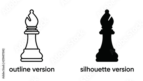 Принти на полотні Chess Bishop in Outline and Silhouette