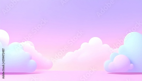 Pastel Dreamscape of Fluffy Clouds in a Soft Sky.