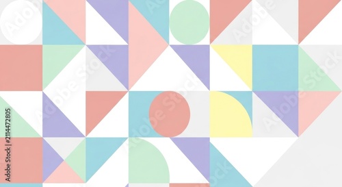 Pastel Geometric Pattern Background with Soft Shapes.