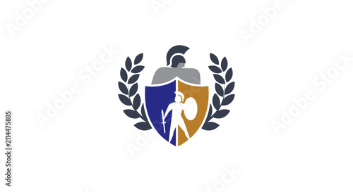 Shield with horse and laurel wreath.
