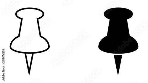 фотографія Pushpin Icon Set: A simple yet effective set of icons featuring a black and a white pushpin, perfect for graphic design and visual representation of office supplies or stationery