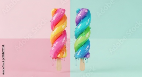 Vibrant Swirls: A Delightful Duo in Pastel Hues.