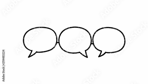 Three Outlined Speech Bubbles Communication Icon.