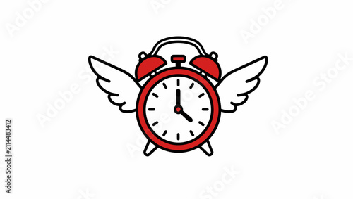 Winged Alarm Clock Icon for Time Management.