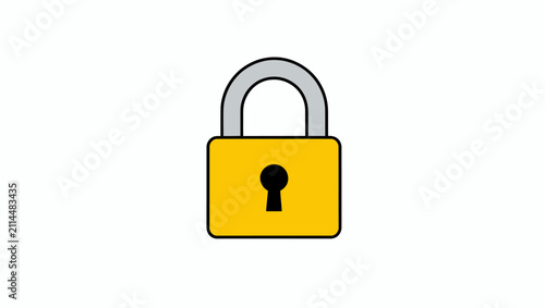 Yellow padlock security icon isolated on white.
