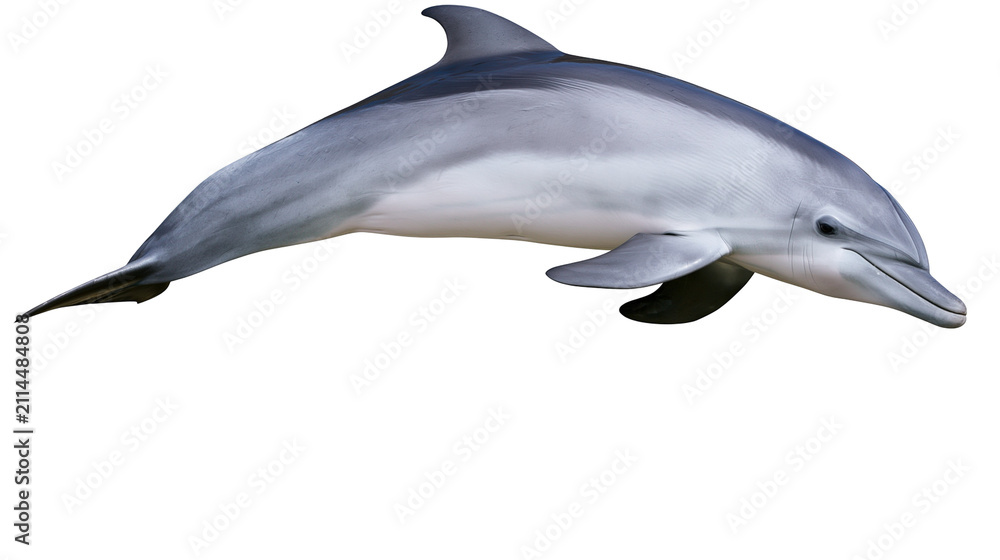 Obraz premium Gray dolphin swimming with smooth skin and fins