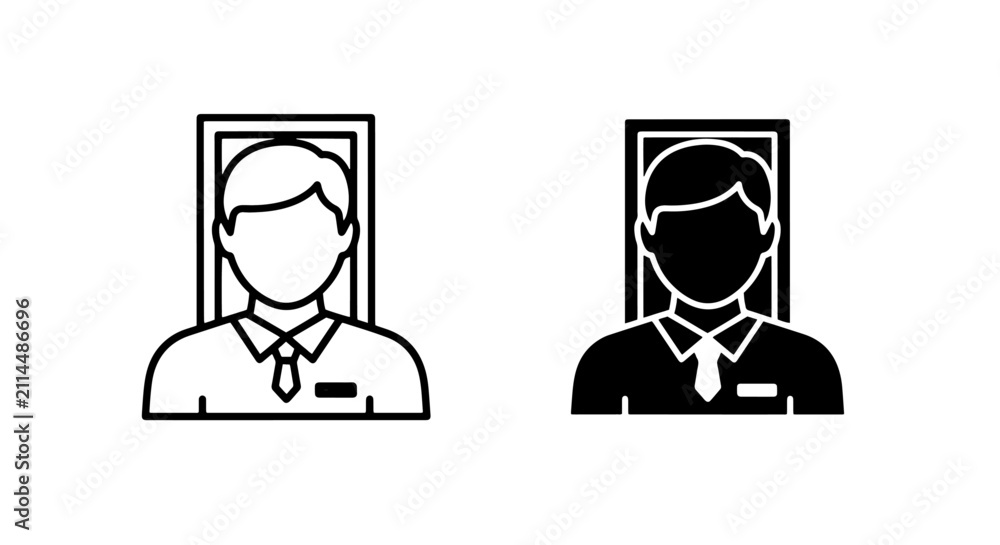 Fototapeta premium Businessman profile portrait in a rectangular frame icon set