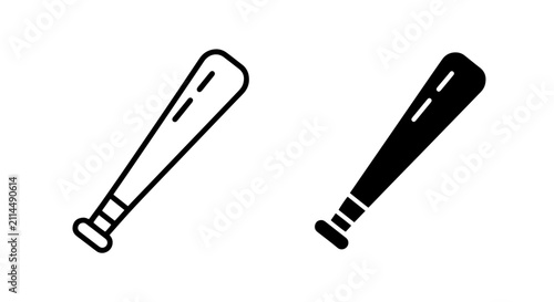 Foto Baseball bat vector icon set in outline and solid design styles