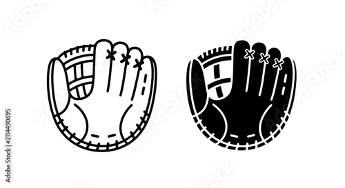 Foto Baseball glove icon set in outline and solid design styles