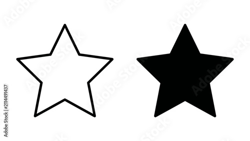 Fotografía Contrast of Stars: A simple graphic displays two contrasting star shapes: one outlined in white and the other solid black, representing duality and basic forms