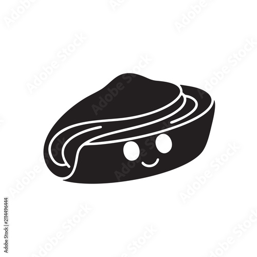 Smiling black hat icon with white outline