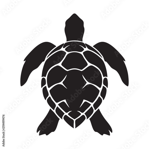 Black turtle silhouette on white
