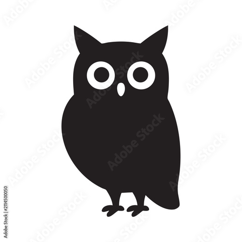 Black owl silhouette standing