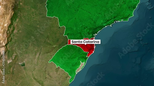Animated Map of Brazil Highlighting Santa Catarina Coastal Region