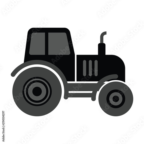 Tractor vehicle side view black silhouette