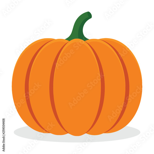 Pumpkin with green stem on white background, simple illustration