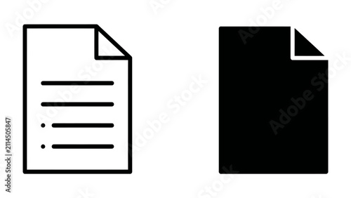 Cuadro en lienzo Document Icon Comparison: A clean graphic representation comparing a document icon with lines and bullet points to a solid black document icon, symbolizing information clarity and blankness