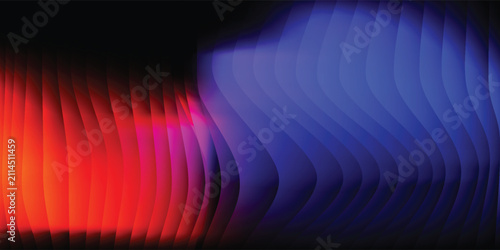 Abstract dark background with glowing red, purple, and blue wavy lines pattern.