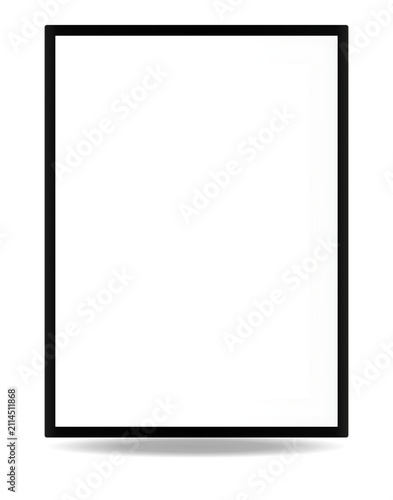 Vertical blank white poster frame with thin black border for gallery display, minimalist wall decor template for interior and isolated on a transparent background