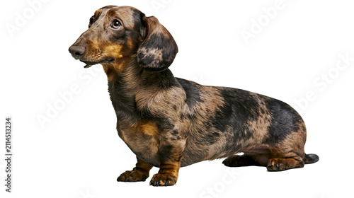 Принти на полотні Dachshund dog with dapple coat pattern sitting