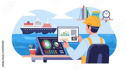 Marine Engineer Evaluating Alternative Ship Design Technology for Future Maritime Innovation