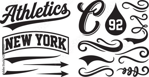 Foto Vintage Baseball Script Lettering with Retro Athletic Swooshes and Dynamic Swash