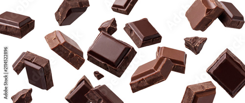 Фотография Broken Dark Chocolate Pieces On Transparent Background