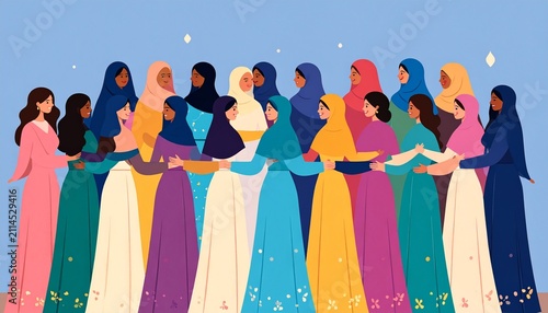 Group of diverse people linked together