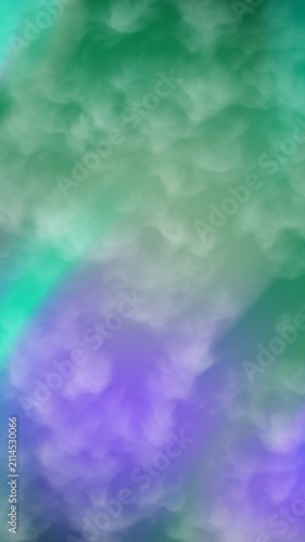 Swirling emerald violet mist with soft cloud patterns. Ethereal, dreamy, blurred and vibrant texture suitable for backgrounds and designs.
