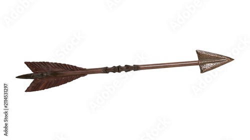 Obraz na plátně Carved wooden arrow with metal arrowhead