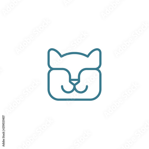 Minimalist line art cat face pet animal icon.