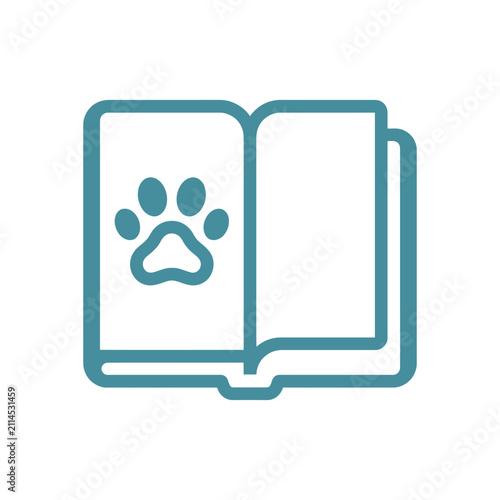 Open educational book with pet paw print icon