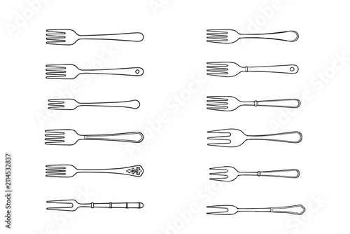 Photography Vector illustration showcasing a diverse collection of fork designs