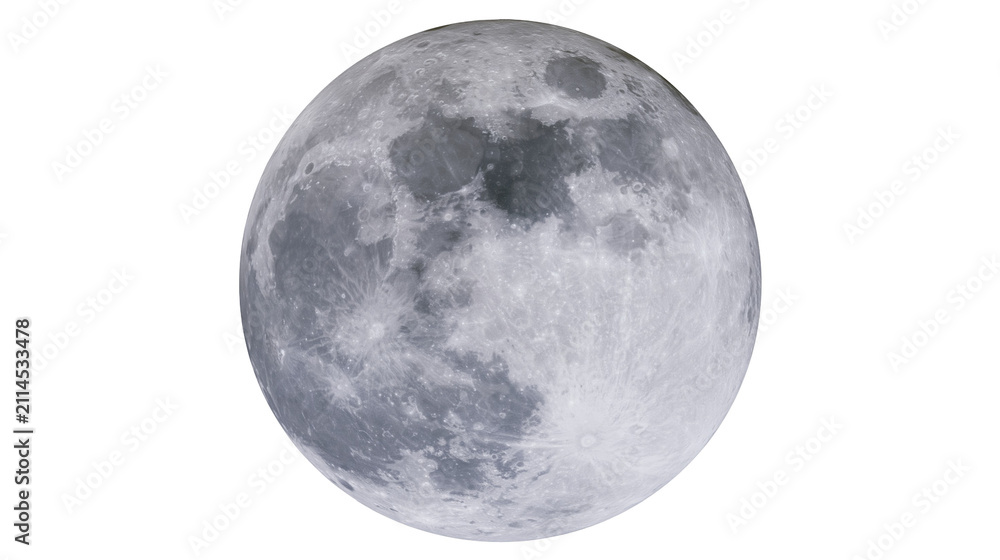 Naklejka premium Full moon with visible craters and maria