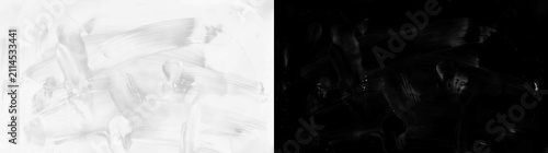 Smudged white paint texture on glass with visible fingerprint marks. Abstract light grey surface background with messy brush strokes for minimalist design, clean overlay, digital art, and professional