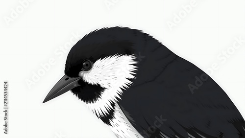 Black and White Bird with White Head
