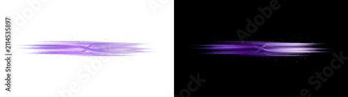 Bild auf Leinwand Purple glowing light energy beam crossing with sparkling particle dust ideal for