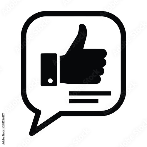 Black thumbs up icon in speech bubble