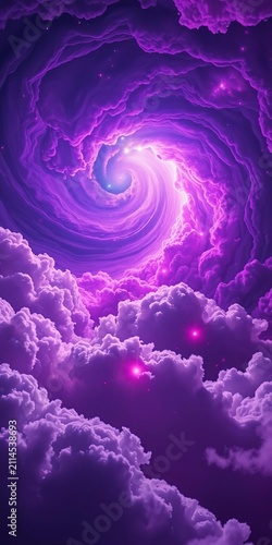 Swirling clouds of purple gas illuminated by distant starlight, cosmic, purple