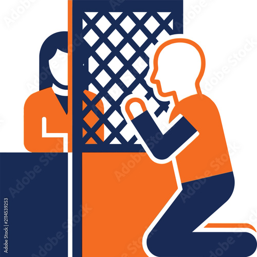 Foto Religious confession icon of person kneeling before a priest screen