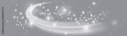 Magical glowing light streak with sparkles and stars