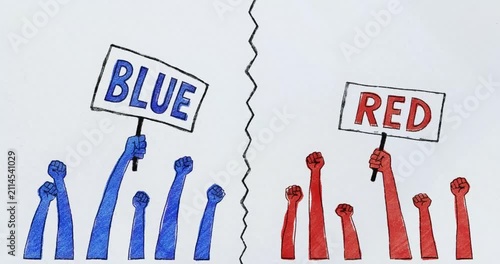 Political Polarization and Social Division Between Red and Blue Groups - Red vs Blue