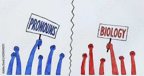 Political Polarization and Social Division Between Red and Blue Groups - Pronouns vs Biology