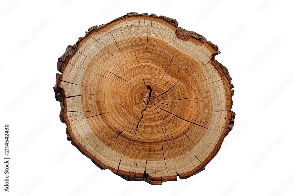 Obraz premium Natural round tree trunk wood slice isolated