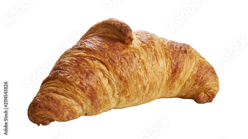 Foto Golden brown flaky croissant pastry with layers