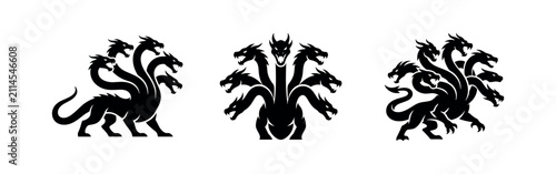 Cuadro en lienzo Lernaean Hydra mythical creature icon set
