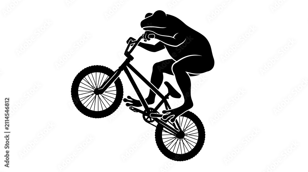 Obraz premium Silhouette of a frog performing a wheelie on a BMX bike