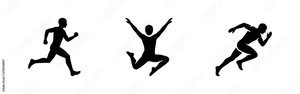 Obraz premium Dynamic Running, Jumping and Sprinting Athlete Silhouettes