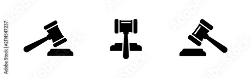 фотографія Gavel icon set. Justice, law, and auction symbols.