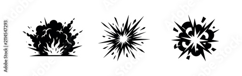 Cuadro en lienzo Explosion and Burst Effect Icon Set - Comic Style Boom and Starburst Symbols
